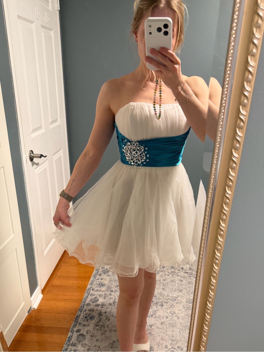 White & Blue Prom Dress